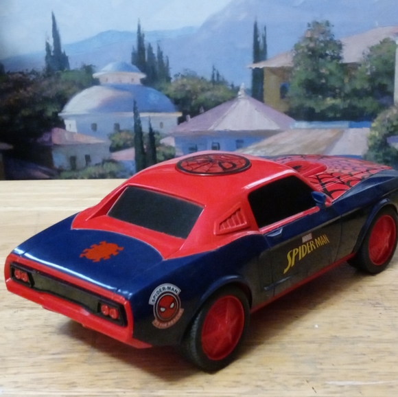 MARVEL SPIDERMAN💡Light & Sound 9" RARE VINTAGE Muscle Car,NICE 🎁 GIFT. - Picture 13 of 15
